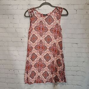 Speechless pink boho crinkle tunic tank top